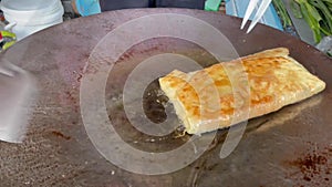 The process of cooking egg martabak or (Martabak telur)