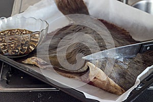 The process of cooking flounder