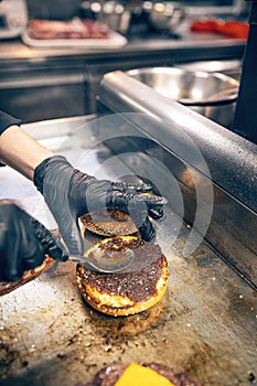 Process of cooking hamburger