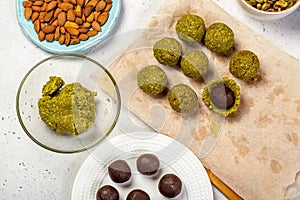 The process of cooking raw vegan marzipan sweets