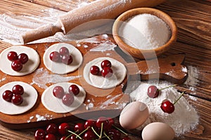 Process of cooking sweet dumplings with cherries