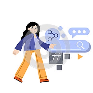 Process of creating and developing website. Female programmer and web designer