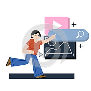 Process of creating and developing website. Female programmer and web designer