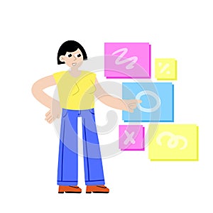 Process of creating and developing website. Female programmer and web designer