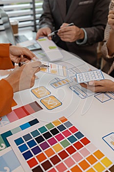 Process of creating an interface for a mobile app, user interface and experience concept, ux, ui, ux developer and ui designer,
