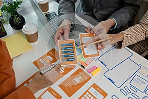 Process of creating an interface for a mobile app, user interface and experience concept, ux, ui, ux developer and ui designer,