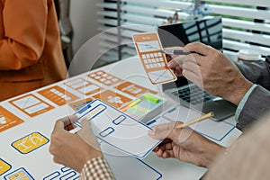 Process of creating an interface for a mobile app, user interface and experience concept, ux, ui, ux developer and ui designer,