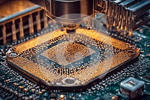 The process of creating microchips on a machine