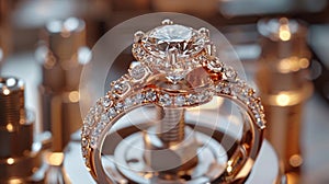 The process of cutting diamonds on a machine. Grinding a diamond on a machine