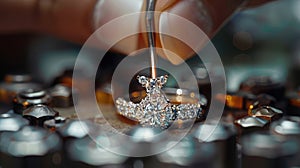 The process of cutting diamonds on a machine. Grinding a diamond on a machine