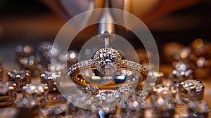 The process of cutting diamonds on a machine. Grinding a diamond on a machine