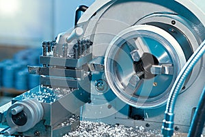 The process of cutting a metal part at an engineering plant