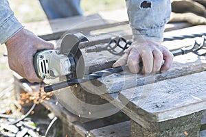 The process of cutting metal using the angle grinder