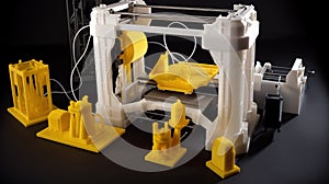 Process of 3D printing printer. Modern technologies of future. AI generated.