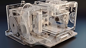 Process of 3D printing printer. Modern technologies of future. AI generated.