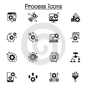 Process, data analysis icon set vectorillustration graphic design