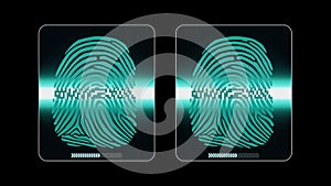 The process of fingerprint scanning - digital security system, two result - access granted and denied, alpha matte