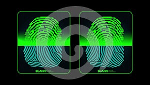 The process of fingerprint scanning - digital security system, two result - access granted and denied, alpha matte
