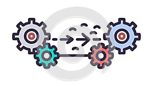 Process Flow Gears Data Automation Workflow Technology, vector design Generative AI