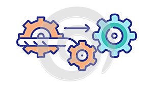 Process Flow Gears Icon for Workflow Automation and Steps, vector design Generative AI