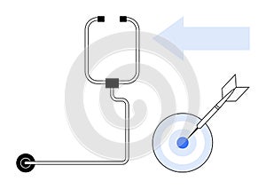 Process Flow Leading to a Target with a Bullseye and Arrow