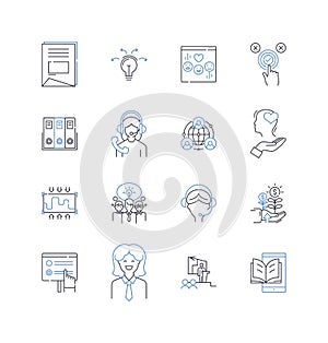 Process flow line icons collection. Workflow, Efficiency, Automation, Sequencing, Visualization, Analysis, Mapping