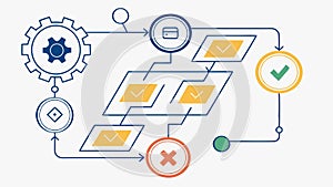 Process Flowchart with Checkmarks and X, Business Logic, vector design Generative AI