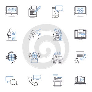 Process framework line icons collection. Methodology, Workflow, Model, Design, Structure, System, Strategy vector and