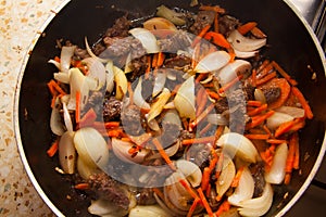 Process of fruing beef