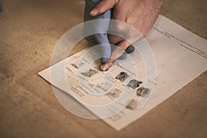 The process of getting samples of fingerprints hands for further study