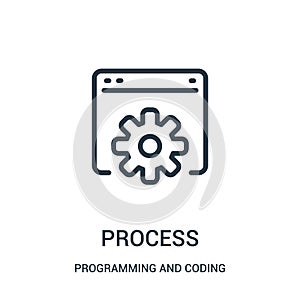 process icon vector from programming and coding collection. Thin line process outline icon vector illustration
