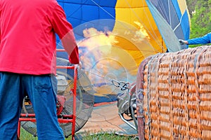 Process of inflate the balloon before the flight