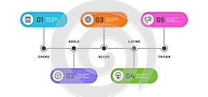 Process infographic. Timeline with 5 steps. Business five options infochart. Workflow processing vector diagram template