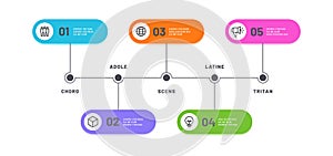 Process infographic. Timeline with 5 steps. Business five options infochart. Workflow processing vector diagram template photo