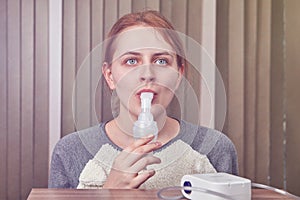 Process of inhalation for woman with COPD