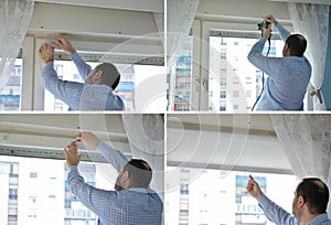 Process of installing blind in four pictures