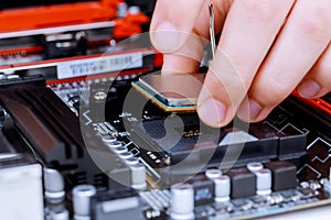 The process of installing in CPU microprocessor to motherboard socket