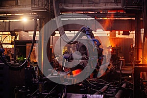 Process of Iron pipe casting at the foundry