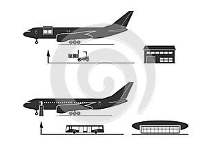 The process of loading and unloading of the aircraft