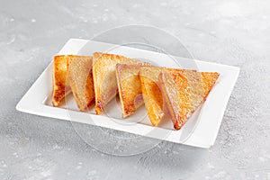 The process of making bread pudding or Shahi tukra. Step by step