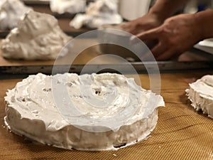 The process of making a cream pie