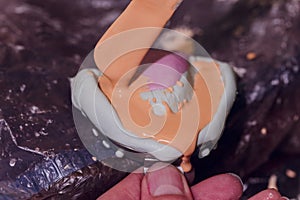 The process of making a dental prosthesis in a dental laboratory.