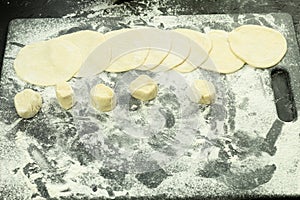 The process of making dumplings from dough