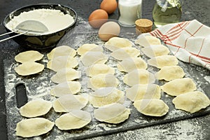 The process of making dumplings from dough