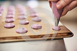 Process of making macaron macaroon , french dessert,