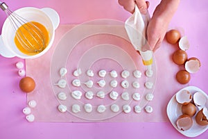 The process of making meringue cookies step by step.