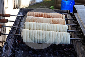 The process of making the traditional pastry of Transylvania, Kurtosh Kolach in the open air