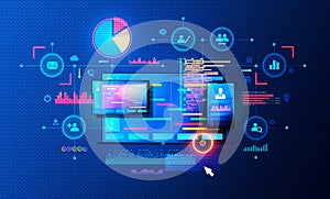 Process Management Software and Collaborative Work Tools - Conceptual Illustration