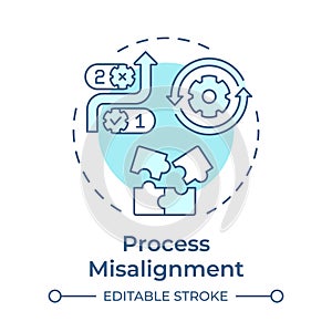 Process misalignment soft blue concept icon