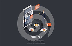 Process Of Mobile Application Development And Presentation. Analysis Trends And Software Development Coding Process